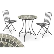 Mesa com 2 cadeiras Ibergarden Mosaico-Forja Preto Cinzento Casa | Jardim - nacloset
