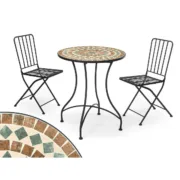 Mesa com 2 cadeiras Ibergarden Mosaico-Forja Castanho Preto Casa | Jardim - nacloset