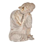 Figura Decorativa para Jardim Buda Branco/Dourado Poliresina (28,5 x 43,5 x 37 cm) Casa | Jardim - nacloset