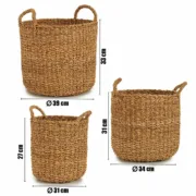 Conjunto de Cestos Castanho esparto (3 Peças) Casa | Jardim - nacloset 2