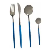 Conjunto de Talheres Prateado Azul Aço inoxidável (8 pcs) Cozinha | Gourmet - nacloset