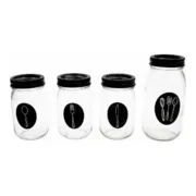 Organizador de Talheres Preto Metal Transparente Vidro 9 x 9 x 17 cm (4 pcs) Casa | Jardim - nacloset
