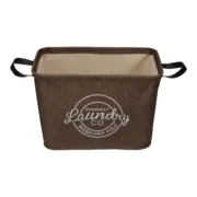 Cesto de Roupa Suja Versa Castanho Poliéster PVC Metal EVA 38 x 25 x 26 cm Casa | Jardim - nacloset 2