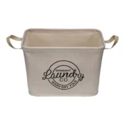 Cesto de Roupa Suja Versa Creme Poliéster PVC Metal EVA 38 x 25 x 26 cm Casa | Jardim - nacloset 2