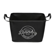 Cesto de Roupa Suja Versa Preto Poliéster PVC Metal EVA 38 x 25 x 26 cm Casa | Jardim - nacloset 2