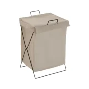 Cesto de Roupa Suja Versa Creme Poliéster Metal Polietileno 35 X 48 X 30 CM Casa | Jardim - nacloset 2