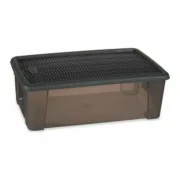 Caixa com Tampa Elegance Cinzento Plástico 5 L (19,5 x 11,5 x 33 cm) (12 Unidades) A Preço de Revenda - nacloset 2