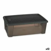 Caixa com Tampa Elegance Cinzento Plástico 5 L (19,5 x 11,5 x 33 cm) (12 Unidades) A Preço de Revenda - nacloset
