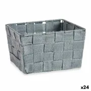 Cabaz Entrançada Cinzento Tecido (15 x 10,5 x 20 cm) (24 Unidades) A Preço de Revenda - nacloset