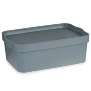 Caixa de Armazenagem com Tampa Cinzento Plástico 6 L (21,5 x 11 x 32 cm) (12 Unidades) Casa | Jardim - nacloset 2