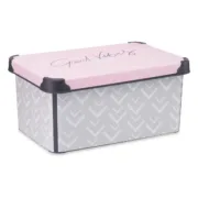 Caixa de Armazenagem com Tampa Vibes Cinzento Cor de Rosa Plástico 10 L (22,7 x 16,5 x 34,5 cm) (12 Unidades) A Preço de Revenda - nacloset 2