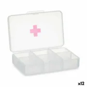 Caixa de Medicamentos com Compartimentos Transparente Plástico (11,5 x 18 x 2,2 cm) (12 Unidades) A Preço de Revenda - nacloset