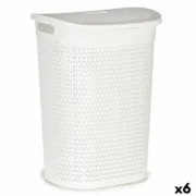 Cesto da Roupa Branco Plástico 60 L 43,5 x 57,5 x 34 cm (6 Unidades) A Preço de Revenda - nacloset