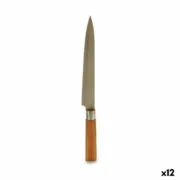 Faca de Cozinha 3 x 33,5 x 2,5 cm Prateado Castanho Aço inoxidável Bambu (12 Unidades) Cozinha | Gourmet - nacloset