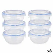 Conjunto de Lancheiras Hermético Azul Transparente Plástico 800 ml 15,5 x 7,5 x 15,5 cm (8 Unidades) A Preço de Revenda - nacloset