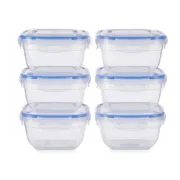 Conjunto de Lancheiras Hermético Azul Transparente Plástico 900 ml 14,5 x 8,5 x 14,5 cm (8 Unidades) A Preço de Revenda - nacloset 2
