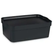Caixa de Armazenagem com Tampa Antracite Plástico 6 L 21 x 11 x 32 cm (12 Unidades) A Preço de Revenda - nacloset 2