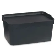 Caixa de Armazenagem com Tampa Antracite Plástico 7,5 L 21 x 14,2 x 32 cm (12 Unidades) A Preço de Revenda - nacloset 2