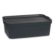 Caixa de Armazenagem com Tampa Antracite Plástico 14 L 29,5 x 14,3 x 45 cm (12 Unidades) A Preço de Revenda - nacloset 2