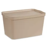 Caixa de Armazenagem com Tampa Bege Plástico 24 L 29,3 x 24,5 x 45 cm (6 Unidades) A Preço de Revenda - nacloset 2