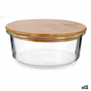 Lancheira Redonda com Tampa Bambu 15 x 6,5 x 15 cm (12 Unidades) A Preço de Revenda - nacloset