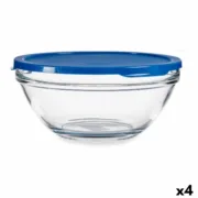 Lancheira Redonda com Tampa Chefs Azul 2,5 L 23,7 x 10,1 x 23,7 cm (4 Unidades) A Preço de Revenda - nacloset