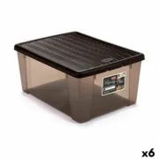 Caixa de Armazenagem com Tampa Stefanplast Elegance Castanho Plástico 15 L 29 x 17 x 39 cm (6 Unidades) Casa | Jardim - nacloset
