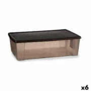 Caixa de Armazenagem com Tampa Stefanplast Elegance Castanho Plástico 30 L 38,5 x 17 x 59,5 cm (6 Unidades) A Preço de Revenda - nacloset