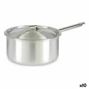 Tacho com Tampa Prateado Alumínio 4 L 24,5 x 12 x 41 cm (10 Unidades) A Preço de Revenda - nacloset