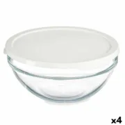 Lancheira Redonda com Tampa Chefs Branco 1,7 L 21 x 9 x 21 cm (4 Unidades) A Preço de Revenda - nacloset