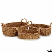 Conjunto de Cestos Com pegas Castanho 750 ml 1,5 L 3 L 37 x 23,5 x 17 cm 33 x 20 x 15,5 cm 25 x 16 x 13,5 cm (4 Unidades) A Preço de Revenda - nacloset