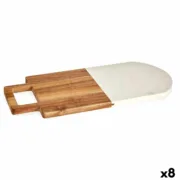 Tábua de corte Branco Mármore Acácia 18 x 1,5 x 38 cm (8 Unidades) Cozinha | Gourmet - nacloset