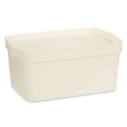 Caixa de Armazenagem com Tampa Creme Plástico 7,5 L 21,5 x 14,5 x 32 cm (12 Unidades) A Preço de Revenda - nacloset 2