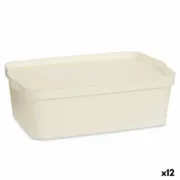 Caixa de Armazenagem com Tampa Creme Plástico 14 L 29,5 x 14,3 x 45 cm (12 Unidades) A Preço de Revenda - nacloset