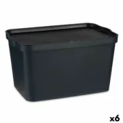 Caixa de Armazenagem com Tampa Antracite Plástico 24 L 29,3 x 24,5 x 45 cm (6 Unidades) A Preço de Revenda - nacloset