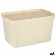 Caixa de Armazenagem com Tampa Creme Plástico 24 L 29,3 x 24,5 x 45 cm (6 Unidades) A Preço de Revenda - nacloset