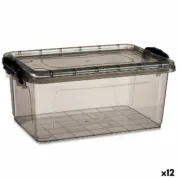 Caixa de Armazenagem com Tampa Antracite Plástico 8,5 L 24 x 16 x 37 cm (12 Unidades) A Preço de Revenda - nacloset