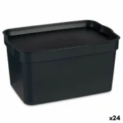 Caixa de Armazenagem com Tampa Antracite Plástico 2,3 L 13,5 x 11 x 20 cm (24 Unidades) A Preço de Revenda - nacloset