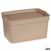 Caixa de Armazenagem com Tampa Bege Plástico 2,3 L 13,5 x 11 x 20 cm (24 Unidades) A Preço de Revenda - nacloset