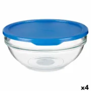 Lancheira Redonda com Tampa Chefs Azul 1,135 L 17,2 x 7,6 x 17,2 cm (4 Unidades) A Preço de Revenda - nacloset