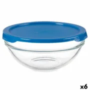 Lancheira Redonda com Tampa Chefs Azul 595 ml 14 x 6,3 x 14 cm (6 Unidades) A Preço de Revenda - nacloset