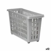 Cesta Multiusos Com rodas Cinzento Plástico 17,5 x 26 x 46 cm (12 Unidades) A Preço de Revenda - nacloset