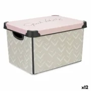 Caixa de Armazenagem com Tampa Vibes Flechas Cor de Rosa Plástico 17 L 28 x 22 x 37 cm (12 Unidades) A Preço de Revenda - nacloset