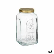Frasco Homemade Transparente Dourado Metal Vidro 3 L 13 x 25 x 13 cm (6 Unidades) A Preço de Revenda - nacloset