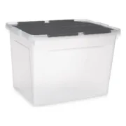 Caixa de Armazenagem com Tampa 48 L Transparente Antracite (6 Unidades) A Preço de Revenda - nacloset 2