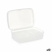 Caixa com compartimentos Branco Transparente Plástico 21,5 x 8,5 x 15 cm (12 Unidades) A Preço de Revenda - nacloset