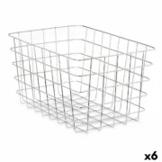Cesta Multiusos Prateado Metal 38 x 21 x 26 cm Retangular (6 Unidades) A Preço de Revenda - nacloset