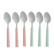 Conjunto de Colheres Sobremesa Verde Cor de Rosa Prateado Aço inoxidável Plástico 15,7 cm (12 Unidades) A Preço de Revenda - nacloset 2