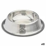 Comedouro para Cão Prateado Cinzento Borracha Metal 22 x 6 x 22 cm (12 Unidades) A Preço de Revenda - nacloset