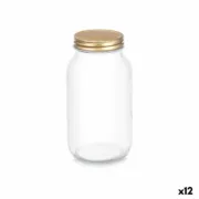 Frasco Transparente Dourado Metal Vidro 950 ml 9 x 18 x 9 cm (12 Unidades) A Preço de Revenda - nacloset